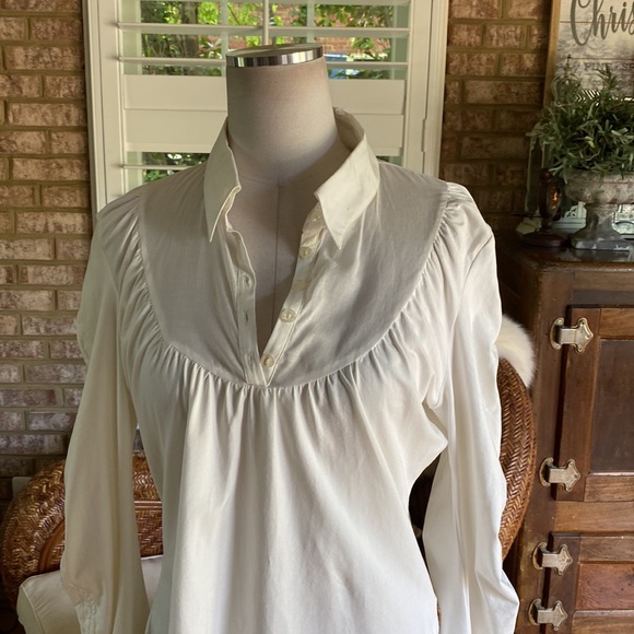 ANNE FONTAINE WHITE LONG SLEEVE TOP SHIRT BLOUSE 44 NEW 12 - Picture 3 of 11